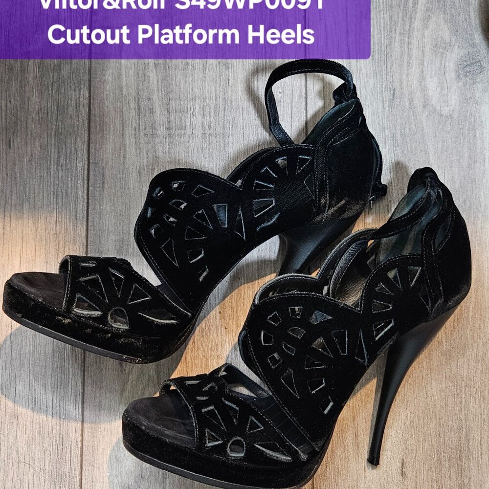 Viktor & Rolf Suede Couture Cutout Platform Heels, made in Italy, size 40 EU